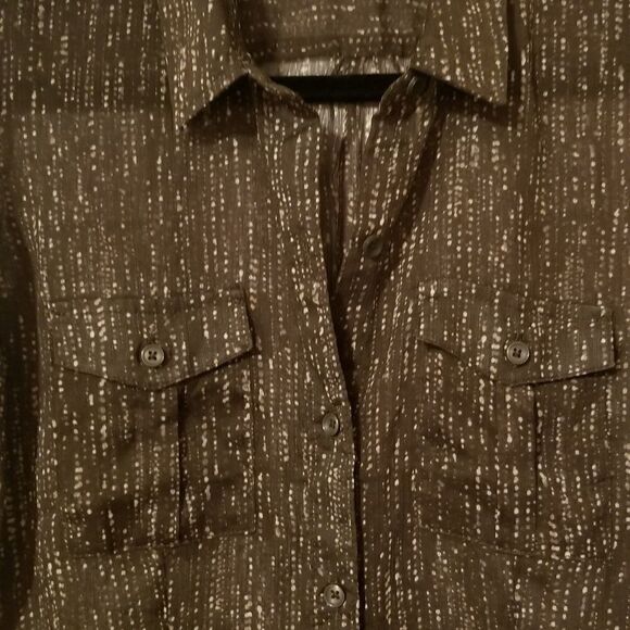 Eddie Bauer | Sheer Forest Green Blouse - Picture 3 of 6